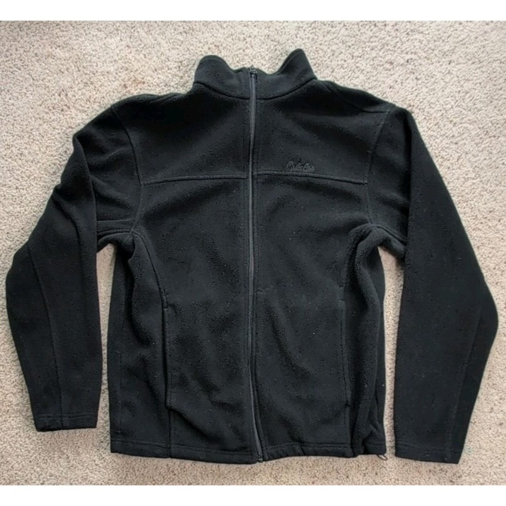 Cabela's Men's Small Black Fleece Jacket‎ Zip Pockets Casual Outdoor Wear